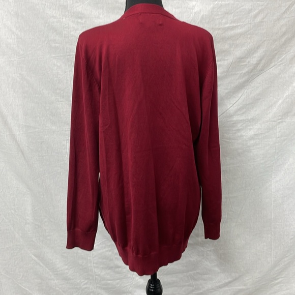 Joan Vass New York red cardigan in wine with toggle clasp closure, size X-Large - Picture 3 of 8